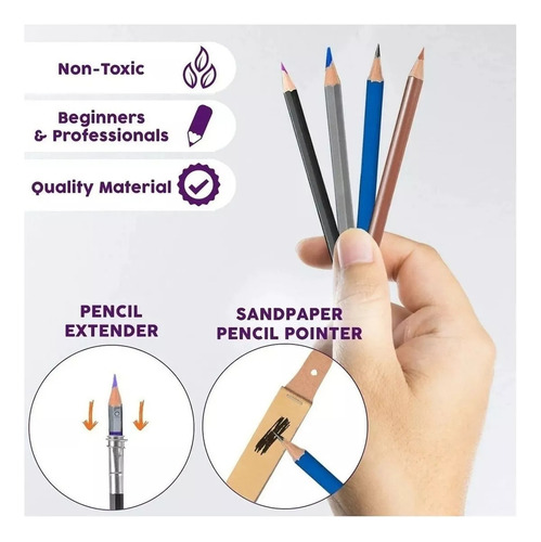 Zhmy Conjunto De Lápis 83pcs Kit De Esboço De Pintura De