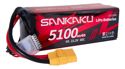 Sankaku 22.2v 6s Lipo Bateria 60c 5100mah Lipos Soft Pack Co