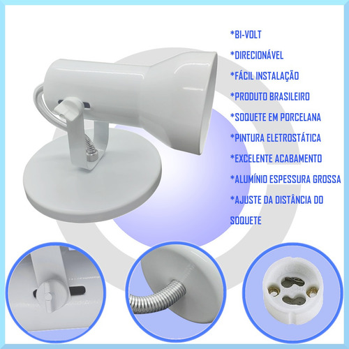 Spot P/ Ar70 Sobrepor Soquete Bocal Gu10 Em Aluminio