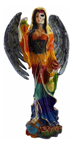 Santa Muerte Encarnada Con Alas 7 Potencias 57 Cm Curada