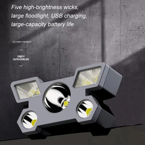 Linterna Frontal T5 Strong Light, 5 Led, Recargable Por Usb