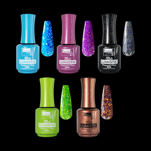 Gel Lumistik Diamond Glam 15ml , Color A , Fantasy Color Lumistik Azul