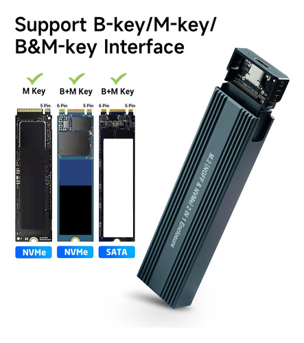Imagen 2 de 6 de Estuche Para Disco Duro Móvil M.2 Nvme Y Sata Dual Protocol