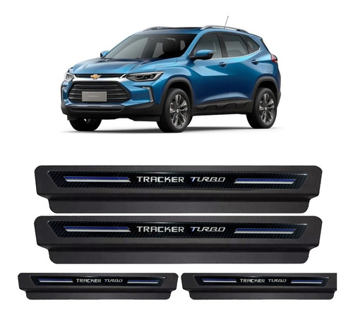 Imagem 1 de 6 de Kit Soleira Proteção Porta Chevrolet Tracker Turbo 2020 2021