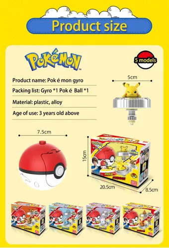 Pokemon Ball Batalha Gyro Brinquedo, Pikachu, Charmander