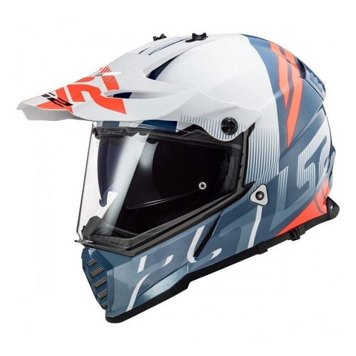 Casco Moto Ls2 Mx436 Pioneer Evo Evolve Blanco Cobalto