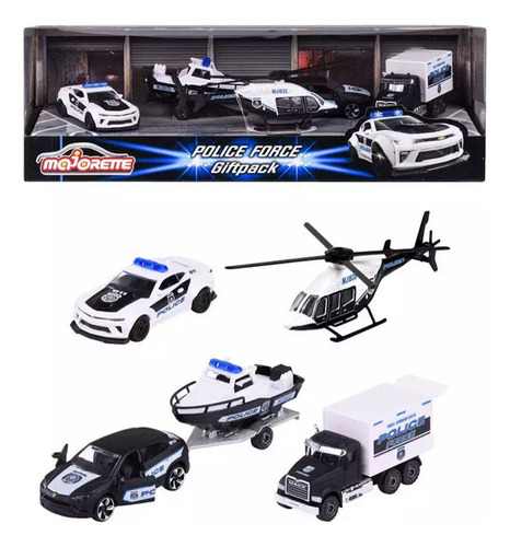 Majorette Set De 5 Vehículos Fuerza De Policía Policía Blanco (Usado)