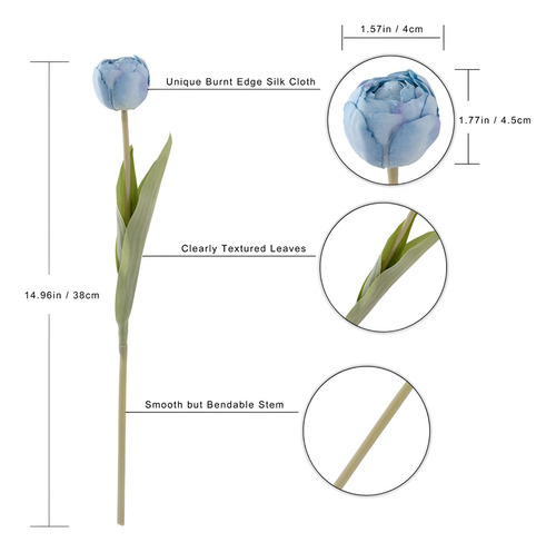 Artificial Flowers, 2 Bouquets/ 12pcs Artificial Tulips