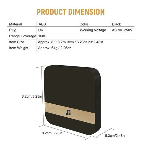 Imagen 4 de 7 de Timbre Wifi Interior Para Portero Visor Video Doorbell