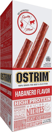 Ostrim Grass-fed Beef Elk Jerky Snack Sticks-habanero Flavor