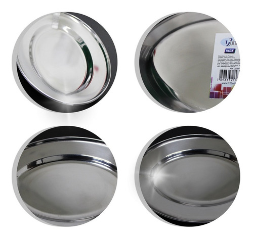 Imagem 5 de 7 de Kit 10 Bandeja Travessa Oval Porção 21cm Petisco Aço Inox