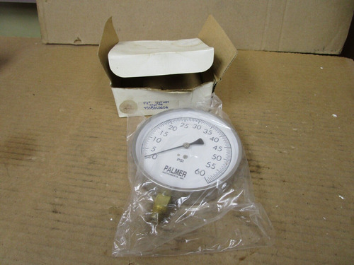 New Palmer 1/2  Face Presure Gauge 45sbdlq60# 1/4  Npt 0 Jjp