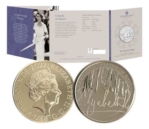 Moeda 2022 Assinatura Da Rainha Commonwealth Lacrada Encarte