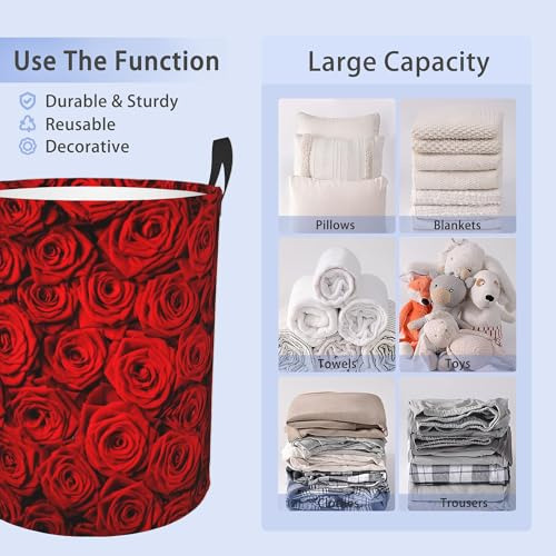 Cesta De Lavandería Red Roses, Cesta De Almacenamiento Plega