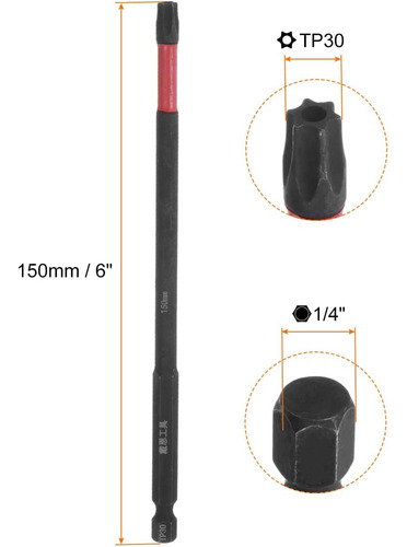 Broca Torx Resistente De Impacto T30 1/4 Vástago Hexagonal