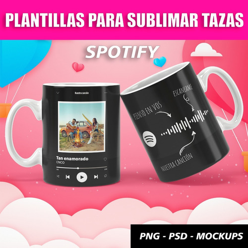 Plantillas Para Sublimar Tazas Spotify