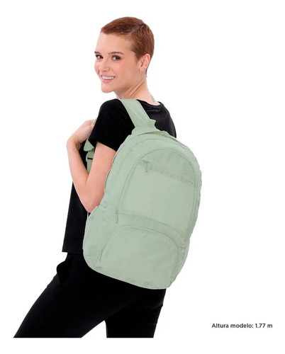 Totto Mochila Plegable Ultraliviana Porta Laptop 15.4 | Viaje - Escuela - Oficina | 22 Litros Syncro241 Verde Lisa