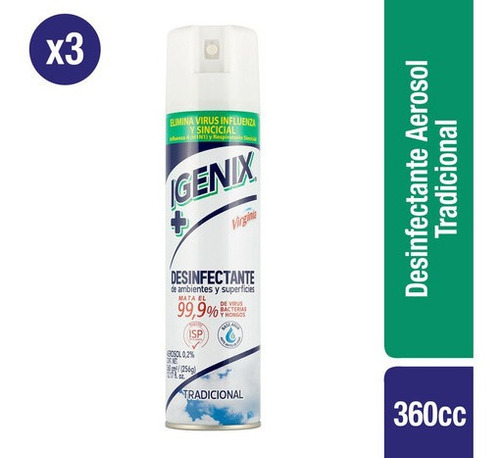 Imagen 2 de 2 de Igenix Pack 3 - Desinfectante En Aerosol Tradicional