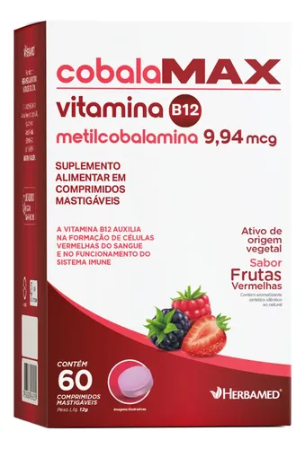 Cobalamax 60 Comprimidos Mastigáveis Vitamina B12 Metilcobalamina...