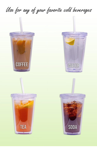 Vaso Transparente Certificado Savvy Con Tapa Y Popote Reutil