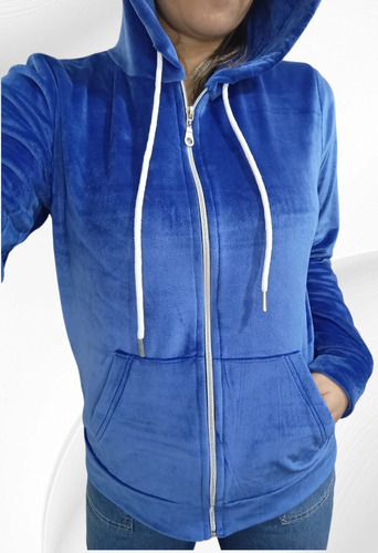 Hoodie Plush Buzo Campera Capucha Bolsillo Canguro Mujer 