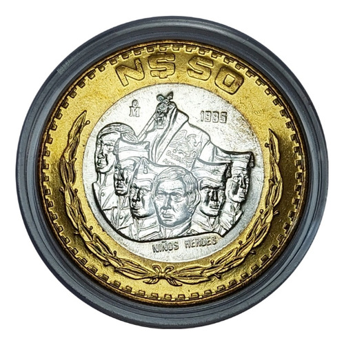1 Moneda De 50 Nuevos Pesos Niños Héroes Año 1995 En Cápsula