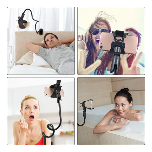 Soporte Negro 90cm Multifuncional Para Celular Giratorio