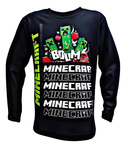 Remera Personajes Creeper Mine Battle Survive Doble Estampa