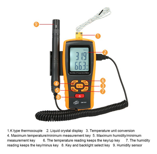 Termohigrómetro Profesional Con Sonda Y Termopar Gm1361+
