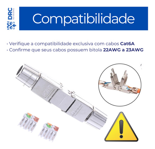 Emenda Rj45 Cat6a 10gbps Gigabit Pro Blindada