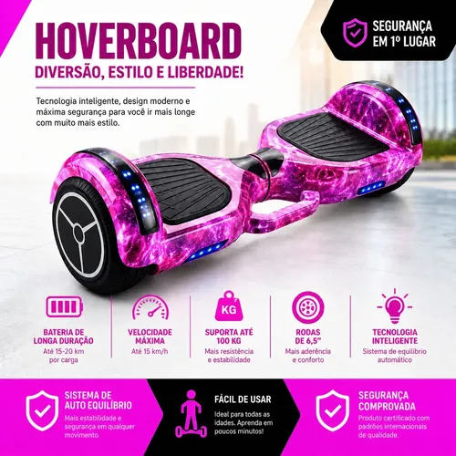 ホバーボード( Hoverboard) Hoverboard Overboard Skate Elétrico 6.5 Bluetooth Com Led