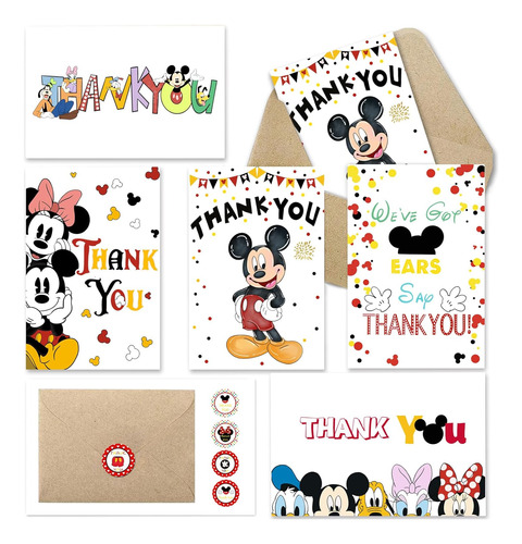 40 Tarjetas De Agradecimiento De Minnie Mouse Con Sobres Y C
