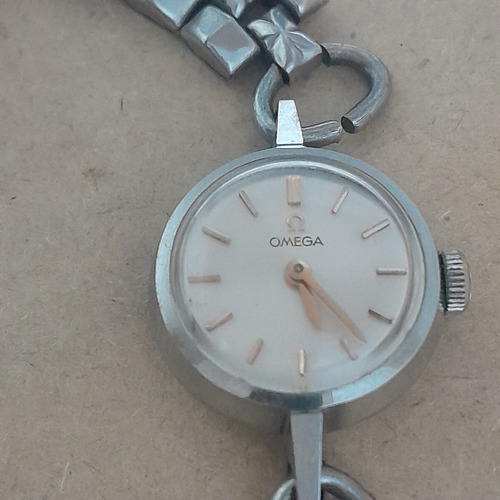 Reloj Pulsera Para Dama Omega Funciona Plateado Plateado Beige Claro (Usado)