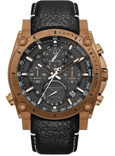 Relógio Bulova Masculino Preciosinist 97b188 Made In Japan Cor da correia Preto Cor do bisel Cobre Cor do fundo Preto