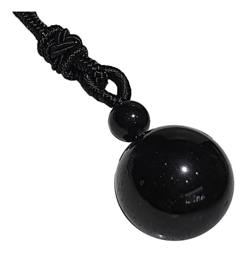 Imagen 2 de 5 de Collar Cuarzo Bolita Whisper Obsidiana Dorada - Poder