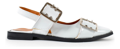 Flats Balerina De Charol Con Hebillas Moda Dama