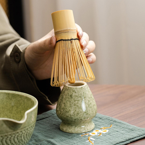 Juego De Matcha Batidor Y Soporte De Bambú Para Verde