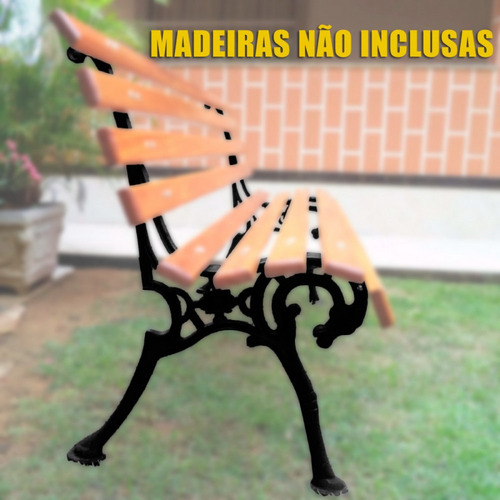 Imagem 7 de 7 de Pé De Banco De Jardim Modelo Cavalo Ferro Pintado Preto 1 Un