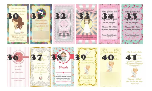 30 Estampitas Personalizadas Comunión/bautismo + Invit Wsp