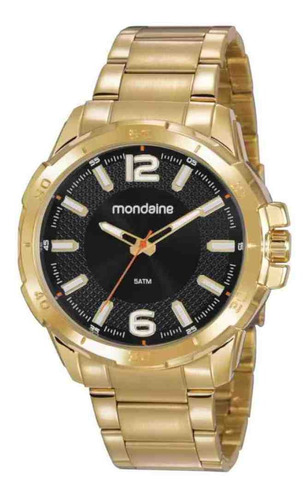 Relógio Mondaine Masculino Dourado Original - 53791gpmvde3 Cor do fundo Preto