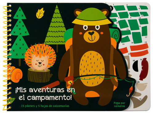 Libro con calcomanías arma y pega por números: ¡Mis aventuras en el campamento!, de Varios autores. Editorial Silver Dolphin (en español), tapa blanda en español, 2022