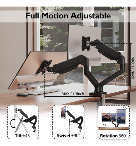 Soporte Para Doble Monitor Bontec Con Resorte De Gas Ajustab