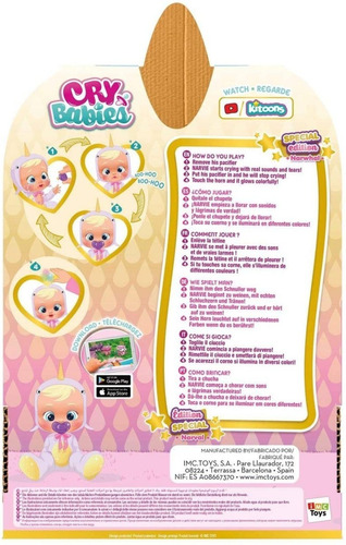 Imagen 2 de 4 de Bebe Lloron Narvie Cry Babies Narvie Special Edition 93768