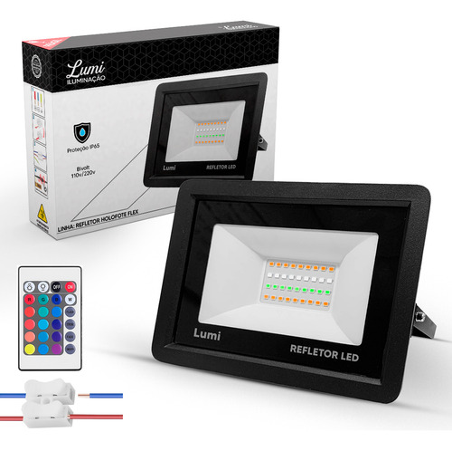 Refletor Led 100w Holofote RGB Prova Dágua Ip67 Cor Da Carcaça Preto Cor Da Luz 127/220V