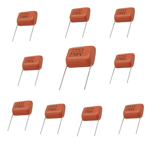 Imagem 1 de 2 de Kit 10 Capacitores Para Super Tweeter Profissional (2,2x250)