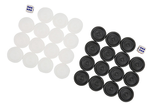 Fichas De Backgammon En Blanco Y Negro De Plastic Draghts, 2