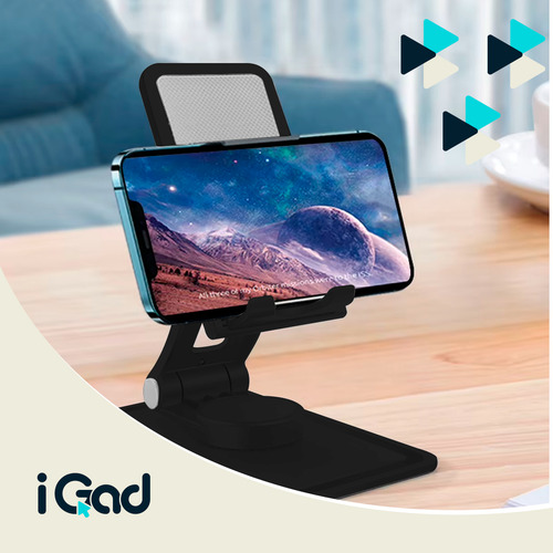 Soporte Universal Para Celular iGAD Base De Plástico Portátil Plegable Slim Holder De Escritorio Color Negro