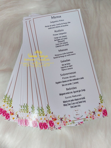 Kit 15 Menu Cardápio De Mesa Personalizado Casamento ,festas
