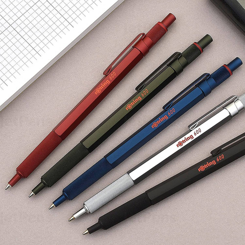 Rotring 600 Ballpoint Pen, Medium Point, Black Ink, Blue Bar