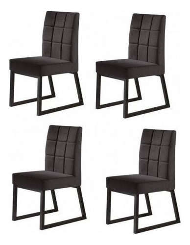 Conjunto 4 Cadeiras Estofadas Pés Metálicos Gênova Jb